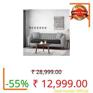 Casaliving Doraldo 3 Seater Sofa Set for Living Room (Black Grey Colour) Premium Fabric Sofa Set for Living Room