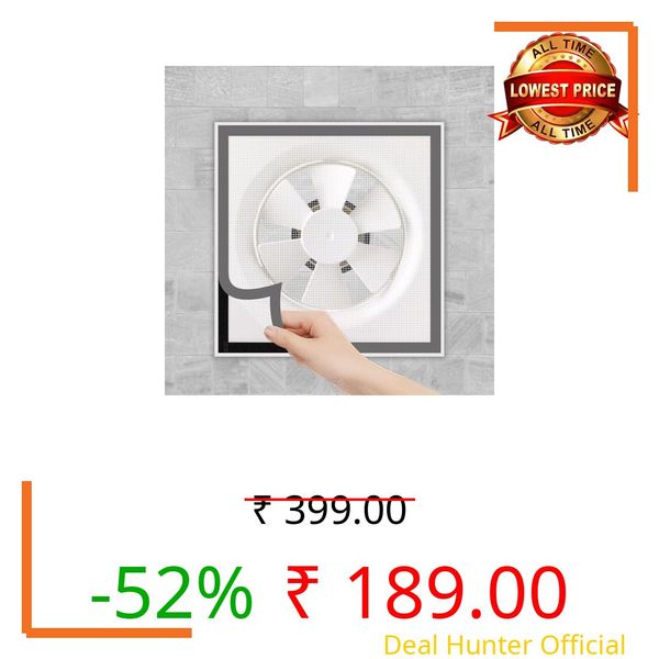 TurtleGrip Mosquito Net for Bathroom, Kitchen Windows & Exhaust Fan | 120 GSM Fiberglass Mesh | Insect & Dust Barrier | Washable (White, 35x35 cm)