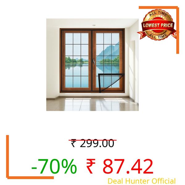 Mahdiya Window Mosquito Net Fibreglass/Netlon Net with Pre-Stitched Loops, Adhesive Hooks, and Roof Nails for Extra Secure Installation Customized Size (Black, (1x1 Feet) / (30x30 CM))
