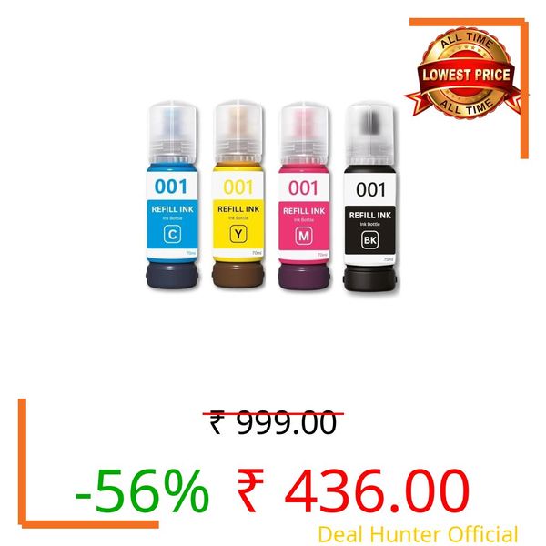 ANG 001 Premium Refill Ink Compatible for Printers L3110, L3150, L4260, L4160, L3152, L3115, L3100, L3101, L3116, L3151, L3156, L1110, L5190, L4150,L14150,L6170 (4 Color Combo) (70ml Each)