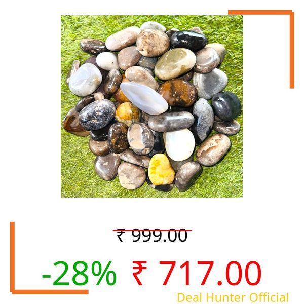 Garden Art Mixed Polished Pebbles | Glossy Finished River Stone Best for Home Decor, Garden Landscapeing, Tree Surrounding, Vase Filler, Fish Tank and Aquarium (Mixed Big, 5 KG)