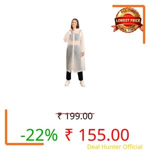 Citizen Eco-Friendly EVA Poncho Raincoat for Men & Women, Lightweight Waterproof Coat with Hood, Adjustable Drawstring, Button Closure Reusable & Durable Outdoor Rainwear-White