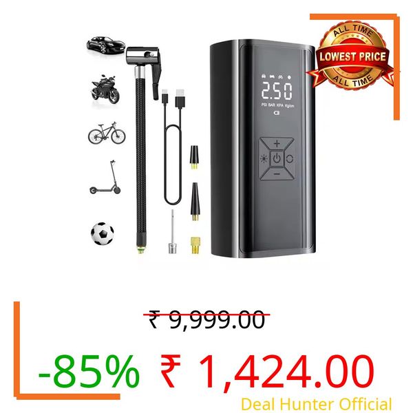 YOURKARTS.COM Portable 3900mah 12V Digital Air Compressor Tire Inflator – 150PSI Max Pressure, Compact Car Tyre Pump with LED Light, Low Noise, ABS Build, 90W Power