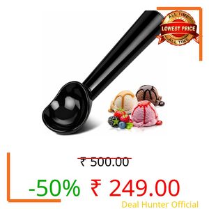 Jamboree Ice Cream Scoop,7 inches Nonstick Anti-Freeze One Piece Aluminum Scooper Spoon, Heavy Duty Durable Design, Easy Clean, for Gelato, Cookie Dough, Sorbet, Almond (Black)