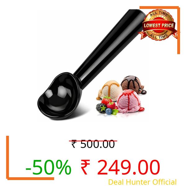 Jamboree Ice Cream Scoop,7 inches Nonstick Anti-Freeze One Piece Aluminum Scooper Spoon, Heavy Duty Durable Design, Easy Clean, for Gelato, Cookie Dough, Sorbet, Almond (Black)