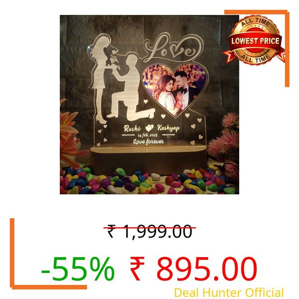 SHAYONA Personalized Multi LED Night Light with Custom Photo & Names, Proposal Design, Heart-Shaped Display, Customizable Wedding Gift for Couples, Anniversary, Valentine’s Day, Proposal Keepsake