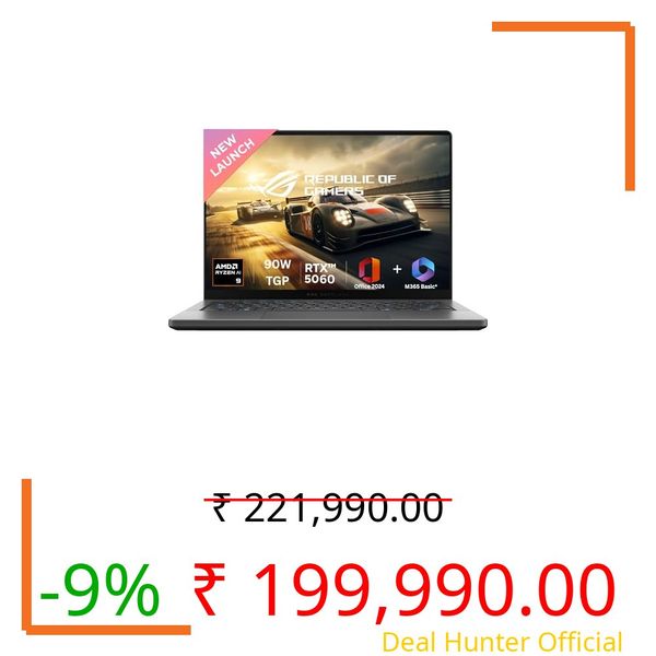 ASUS ROG Zephyrus G14,AMD Ryzen 9 270, Gaming Laptop(RTX 5060-8GB/90W TGP/16GB/1TB/3K OLED/14/120Hz/73WHrs/Windows 11/M365 Basic (1Year)*/Office Home 2024/Eclipse Gray/1.5 Kg) GA403UM-QS007WS