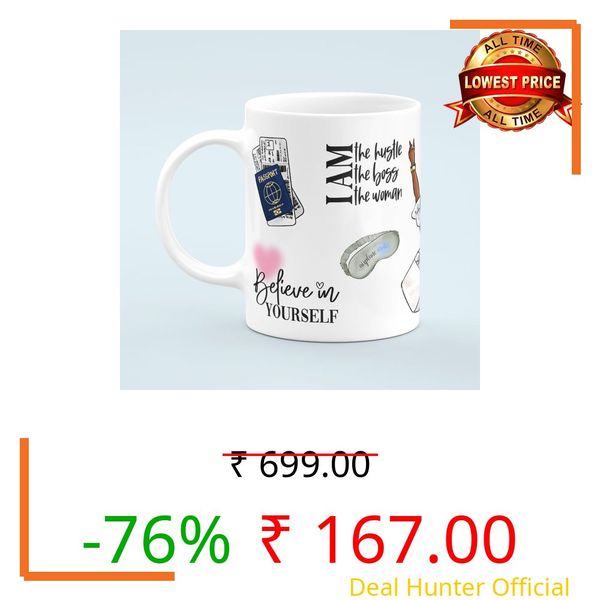 JIGARI Motivational Quote Printed Coffee Tea Mug | Affirmation Self Love, Positive Vibes & Inspiration | Ceramic Cup for Office Desk & Home - 330ml (Believe in Yourself -(P06))