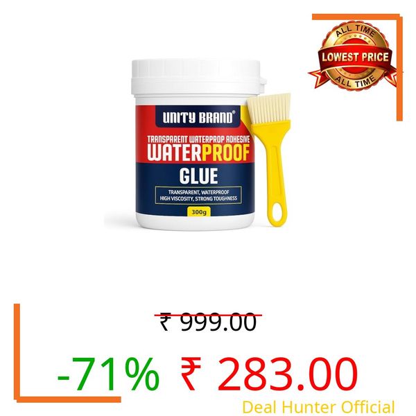 UB Unity Brand Transparent Waterproof Glue for Leakage, Epoxy Resin for Flooring, Crack Seal Agent Waterproofing for Roof Leakage Solution Indoor Outdoor Waterproof Adhesive Sealan (300 GM Glue)