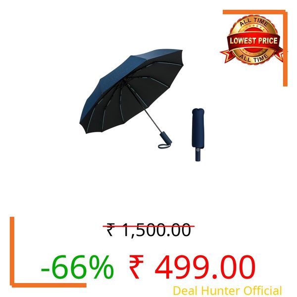 FOROLY Big Umbrella for Men, 3 Fold Auto Open Close Travel Umbrella with Reflective Stripe, Windproof Waterproof Folding Umbrella with 10 Reinforced Ribs, Compact Large Size (Blue)