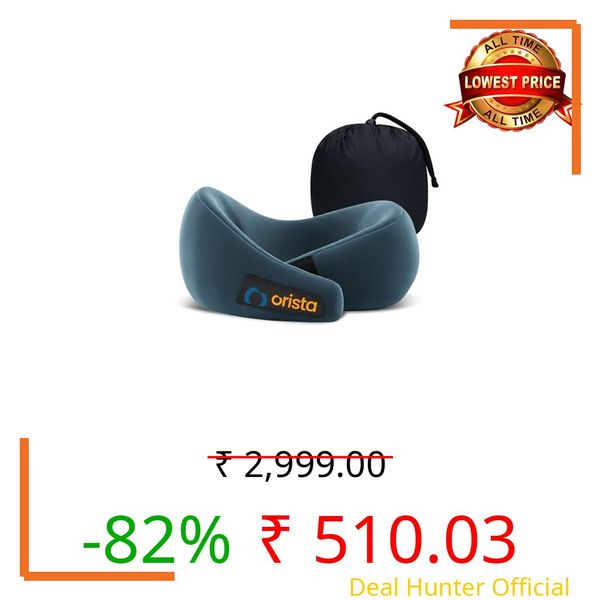 Orista™ Travel Neck Pillow | Premium Memory Foam Neck Pillow for Flight Travel, Car Sleeping | Adjustable Head Rest, Neck Rest Travelling Pillow for Sleeping Head Support | Teal Green Velvet