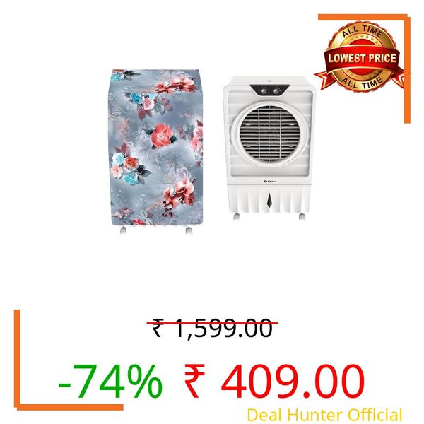 MAHAL CREATION Cooler Cover Compatible For Bajaj DMH60 Wave 60-Litres Desert Air Cooler Waterproof, Dustproof, Grey Flower.