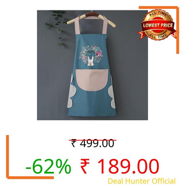 ZikkitPack of 1 Assorted | Waterproof Kitchen Apron for Women with Big Front Pocket Hand-Wiping Towel | Comfortable Wear-Resistant Chef Apron for Cooking | One Size