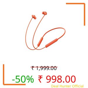 realme Buds Wireless 5 Lite in Ear Bluetooth Neckband with 12.4 mm Dynamic Bass Boost Driver,Upto 35 Hours Playback,45ms Low Latency,IP55 Dust & Water Resistant, Bluetooth V5.4 (Cyber Orange)