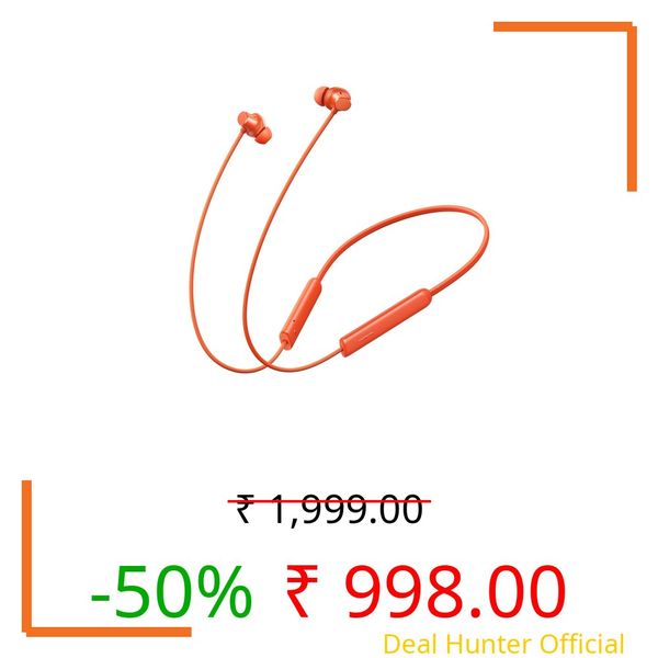 realme Buds Wireless 5 Lite in Ear Bluetooth Neckband with 12.4 mm Dynamic Bass Boost Driver,Upto 35 Hours Playback,45ms Low Latency,IP55 Dust & Water Resistant, Bluetooth V5.4 (Cyber Orange)