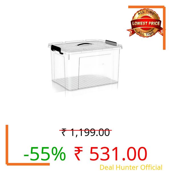 HoopVool® Clear Plastic Storage Box, with Locking Lid and Handles, Storage Container with Heavy Duty Latches to Organize Bin for Home, Kitchen, Office & Garage. (Pack of 1, Small)