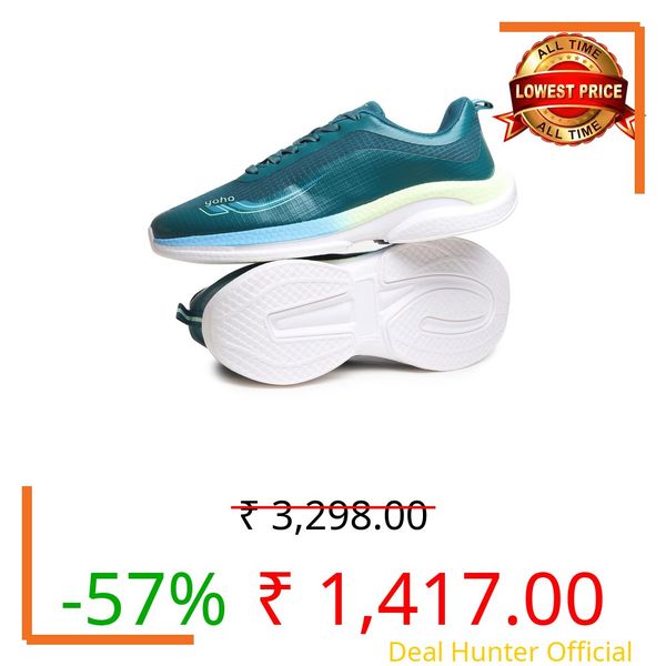 YOHO RushHour Dynamiq™ Sports Shoes for Men |Cushioned Insole, Stylish, Casual & Sneakers for Gents | Lightweight, Anti-Skid Shoe for Gym, Walking, Running & Everyday Use-1800 | Mint Green - UK 8