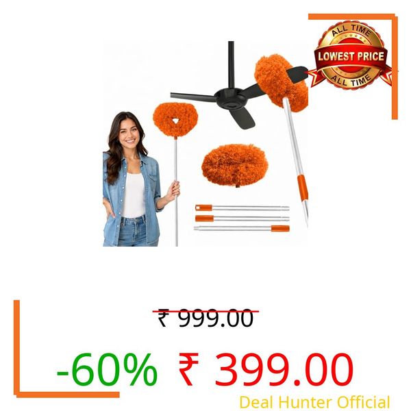 Maxoshine Fan Cleaning Mop with Long Rod-Microfiber Ceiling Fan Cleaner and Duster-Foldable Spider Web Cleaner Stick-Fan Cleaner Brush Long Handle Dust Cleaner for Home