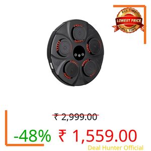 Drumstone (Limited 10 Year Warranty LED Wall-Mounted Boxing Trainer with Bluetooth Speaker USB Rechargeable Music Punching Pad with Light Targets for Fitness Workouts Reflex Training & Stress Relief