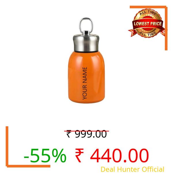 DIGALI Personalized Mini Insulated Water Bottles,Stainless Steel Water Bottle Small Portable Water Bottle Tumbler Vacuum Cup for Boys, Girls, School, Office, Camping (Orange 300 ml)