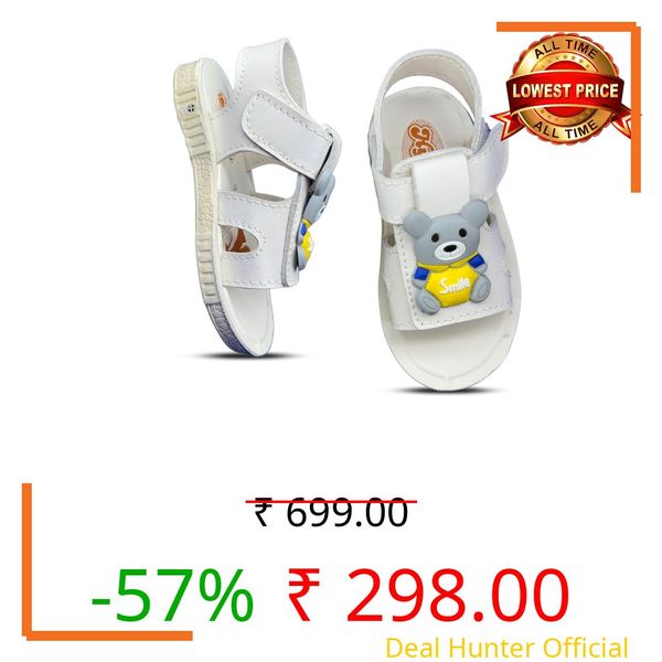 Hyfex Kids Sandals with Kung Fu Panda Character – Casual Wear Velcro Sandals for Boys & Girls | Teddy Bear Design (CREAM, UK Footwear Size System, Little Kid, Women, Numeric, Medium, 4.5)