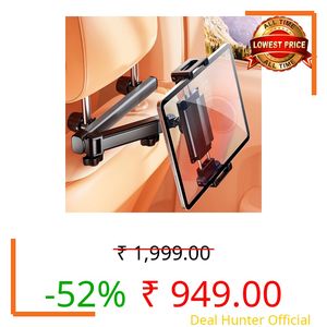 V-VRAT Car Headrest Tablet Mount, Universal Smartphone & Tablet Mount for Backseat Entertainment, 360° Rotation, Compatible with All Devices 4.7"-12.9", Black (Extension Arm)