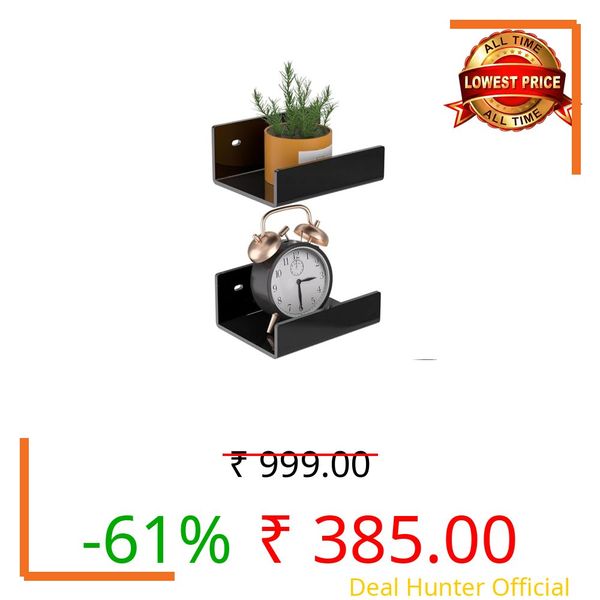 Skdkanu Black Acrylic Floating Wall Shelves Set – Stylish Invisible Display Shelves for Bedroom Bathroom Kitchen Office Living Room Décor (Black, 5 inch)