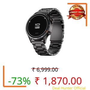 GOBOULT Newly Launched Crown R Pro Smart Watch 1.43''HD AMOLED, BT Calling, Working Crown, Zinc Alloy Frame, 600 Nits Brightness, SpO2 Monitoring, 120+ Sports Mode (Chrome Rig)