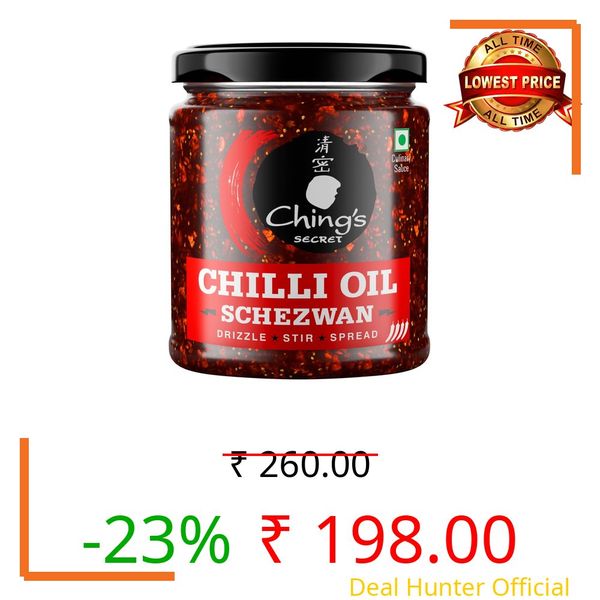 Ching’s Chilli Oil Schezwan - 170g | Garlic Schezwan Chilli Oil with Real Sichuan Pepper| Use on Noodles, Fried Rice, Momos, Pizza, Pasta, Indian Curries & Dal| Drizzle, Stir, Spread