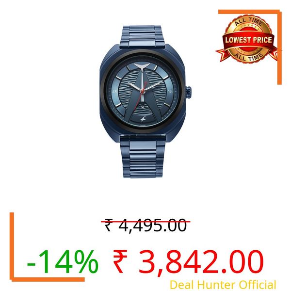 Fastrack Analog Men Blue Blue Oceanyx Quartz Shaped Dial Watch,Stainless Steel Material,Multi Color Band-3326KM02