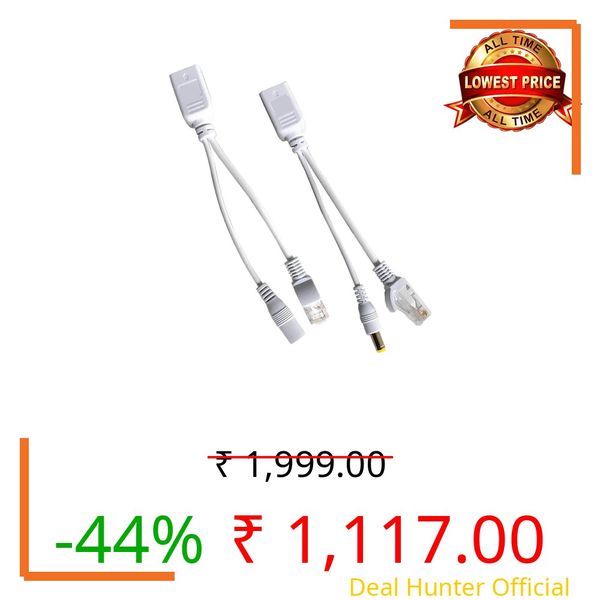 Speedio Passive PoE Injector and Splitter Kit | RJ45 Ethernet Power Adapter with DC Plug | PoE for IP Cameras, Access Points, Routers | CAT5/CAT6 LAN Cable Compatible – White (Pair) (10)