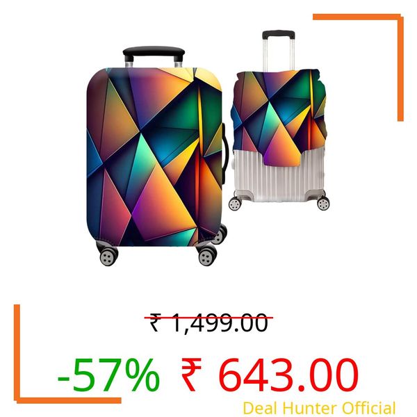 Handcuffs Luggage Cover Trolley Travel Covers, Washable Dust Proof Anti-Scratch Suitcase Protector (Multicolour-Geomatric-1, S (18"-22"))