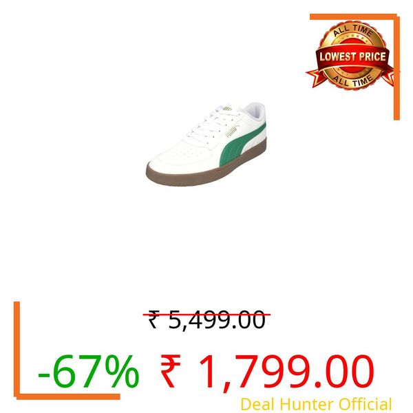 PUMA , Unisex-Adult, Court Curves, White-Archive Green-Gum, Sneaker, 8UK, (40608801)