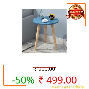 DDS Dream Decor Shoppee Indoor Plant Stand, Mid Century Wood Plant Stand Modern Plant Table, 13.5" Tall Plant Holder for Flower Pots, Small Round Side Tables, End Table (Blue)