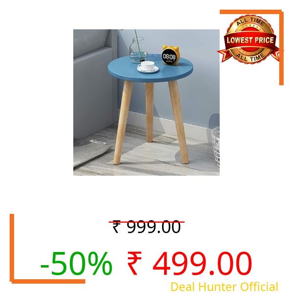 DDS Dream Decor Shoppee Indoor Plant Stand, Mid Century Wood Plant Stand Modern Plant Table, 13.5" Tall Plant Holder for Flower Pots, Small Round Side Tables, End Table (Blue)