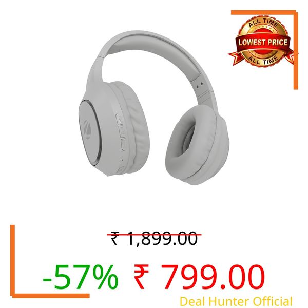 ZEBRONICS Thunder NEO, Wireless Over Ear Headphone, Upto 60 Hours Backup, Gaming Mode, Dual Pairing, Rapid Charge, BT v5.4, AUX, 3 EQ Modes, ENC for Callling, Voice Assistant, Deep Bass (Silver)