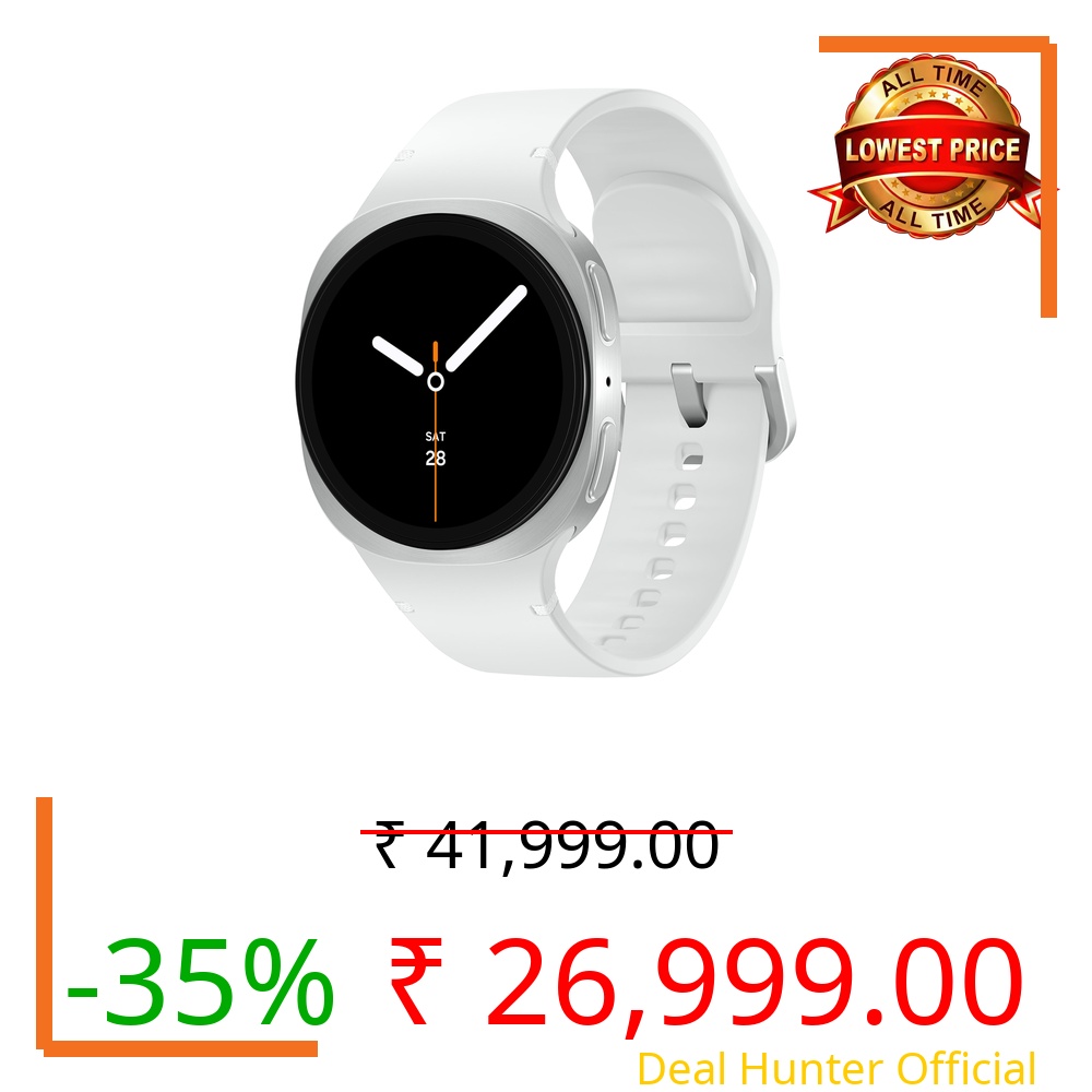 Samsung Galaxy Watch8 (44mm, Bluetooth, Silver) with 3nm Processor | Dual GPS | Sapphire Glass & Armor Aluminum | 5ATM & IP68 | BP, ECG, IHRN & Vascular Load Monitoring | Anti-oxidant Index