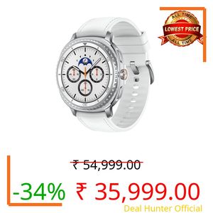 Samsung Galaxy Watch8 Classic (46mm Bluetooth, White) with 3nm Processor | Dual GPS | Sapphire Glass & Stainless Steel | 5ATM & IP68 | BP, ECG, IHRN & Vascular Load Monitoring | Anti-oxidant Index