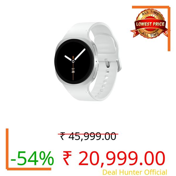 Samsung Galaxy Watch8 (44mm, LTE, Silver) with 3nm Processor | Dual GPS | Sapphire Glass & Armor Aluminum | 5ATM & IP68 | BP, ECG, IHRN & Vascular Load Monitoring | Anti-oxidant Index