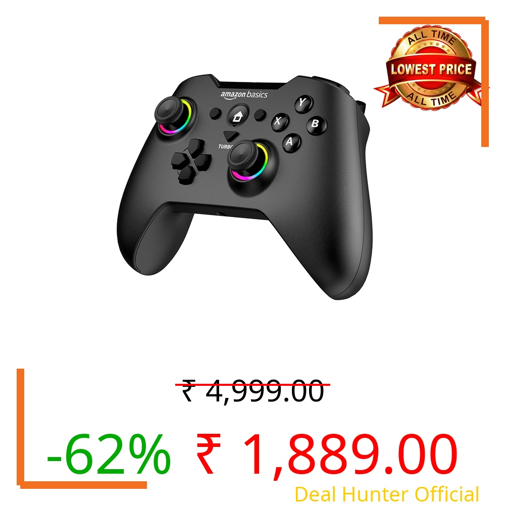 Amazon Basics Pro Series Gamepad with Bluetooth and RGB | 2.4GHz & Wired Modes | Dual Vibration | 6-Axis Gyroscope | Compatible with Switch | Android | PS3 | Windows | Type-C Charging | Black