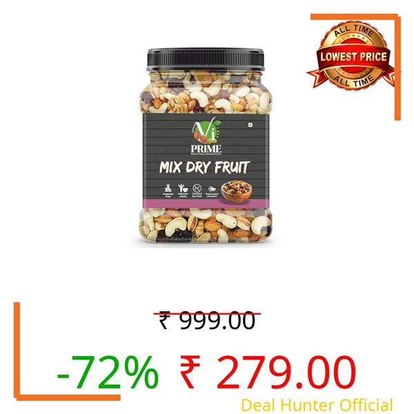 VI Prime Premium Mix Dry Fruits 500g | Unsalted & Pesticide-Free | Almonds, Cashews, Raisins, Dates, and More | Rich in Protein, Fiber & Antioxidants | Healthy Snack for All Ages