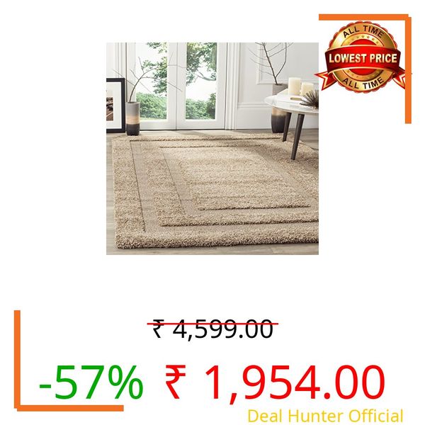 Tauhid Carpet Handmade Super Soft Shag Carpet Rug Microfiber Area Carpet Rug for Living Room, Bedroom, Home Décor Beige 2 x 6 Feet Runner