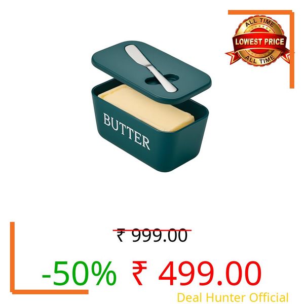 Large Butter Dish With Lid And Knife,Food Grade Plastic Large Butter Container With Cover,Butter Holder With Stainless Steel Knife For Kitchen Decor Countertop