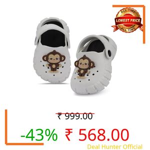 GLJ Monkey Design Kids Clog Shoes – Comfortable Indoor and Outdoor Sandals for Boys & Girls 8100 Vanila