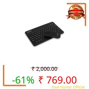 Acer Nano Pad Rechargeable Bluetooth Keyboard & Mouse Combo, 3 DPI Upto 1200 DPI, 78 Keys Anti Slip Back, Ultra Thin Design for Tablet, Laptop, Mobile, 10m Working Distance, Scissor Footed (Black)