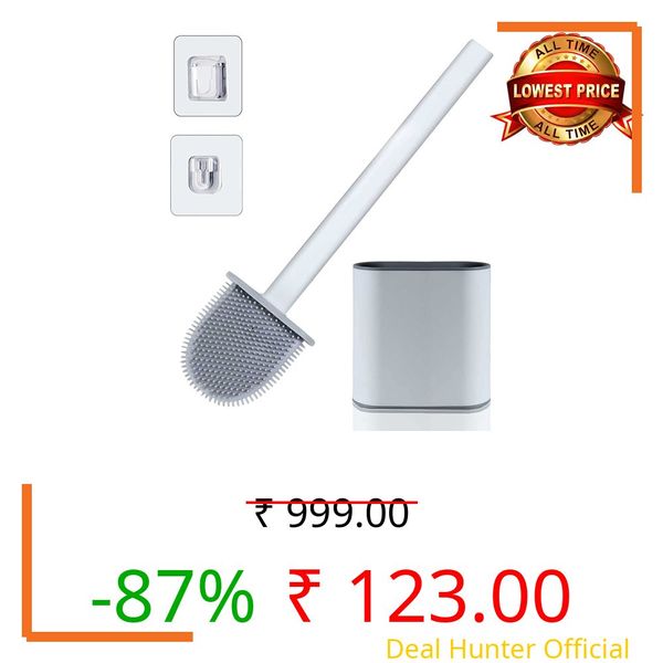 KASIVA Silicone Toilet Cleaning Brush Bathroom Cleaning Accessories Toilet Brush with Holder Stand Commode Cleaning Brush Closet Cleaning Brush Pot Cleaner Brush(White,Pack of 1)