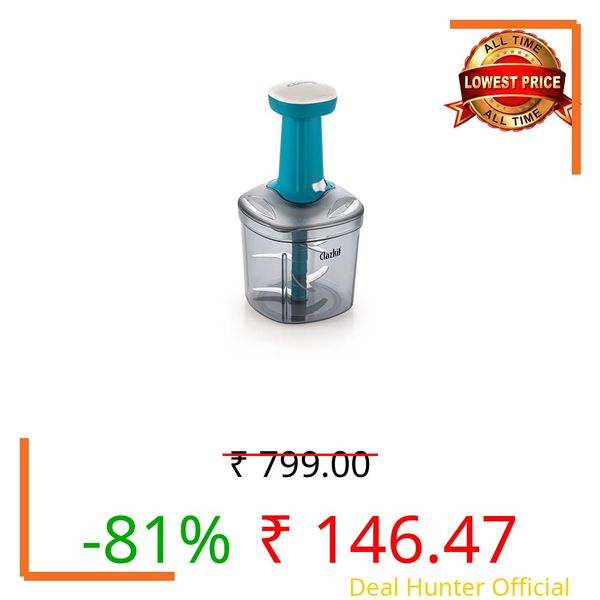 Clazkit Push Chopper Manual Hand Press Push Chopper with 6 Blades for Effortless Chopping Vegetables & Fruits-1100ML, Multicolor