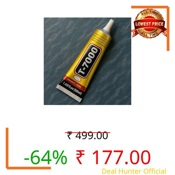 Vemlons T-7000 (50ML / 1.68 fl. oz) Multi-Purpose Adhesive Glue – Ideal for Crystal Crafts, Jewelry, Beads, Clothing, Shoes, Fabrics, Screen Repair, Metal, Stone & Glass (Glue is of Black Color)