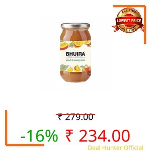 Bhuira Peach & Mango Jam – 240g | All Natural No Added Preservatives, Artificial Colors | Handmade Himachal Vegan Spread | Breakfast Dessert Jam | Healthy Snack | Rich in Flavor and Vitamins