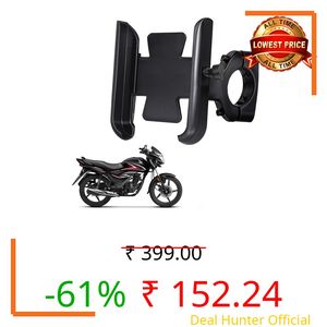 WHIPONE CNC Metal Bike Mobile Holder Compatible for Honda Shine 100, 360° Rotation Phone Mount Cradle for Bicycle & Motorcycle, Handlebar for All Smartphones, Anti-Slip, Full Grip (Black)